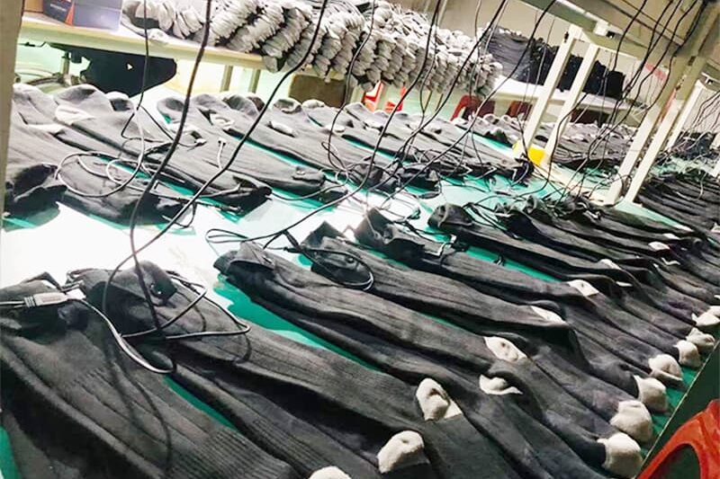 heated socks manufacturer production line testing electric heated socks in bulk