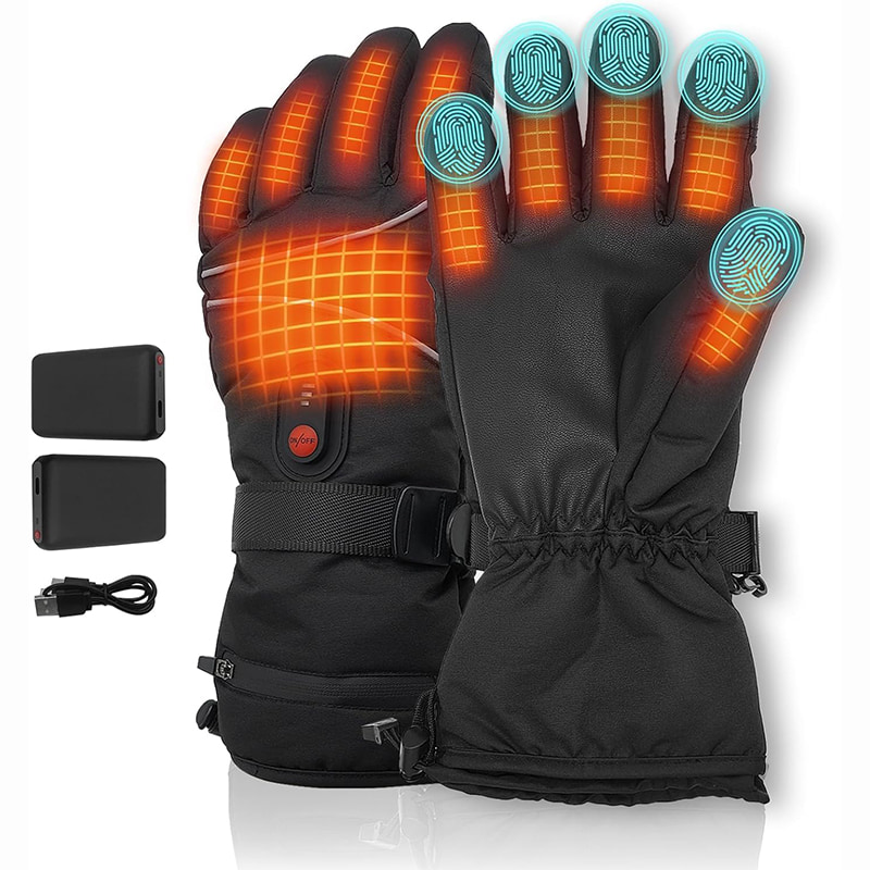 ACEWARM heated gloves with dual rechargeable battery packs, USB charging cable and touchscreen fingertips