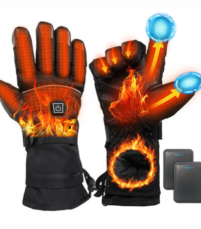 ACEWARM heated gloves heating effect showing warmth across hand and fingers with two power bank batteries