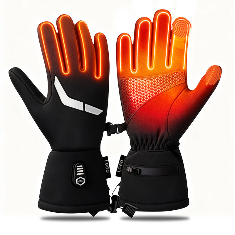 ACEWARM heated gloves heating effect showing warmth spreading across palm, fingers and back of hand