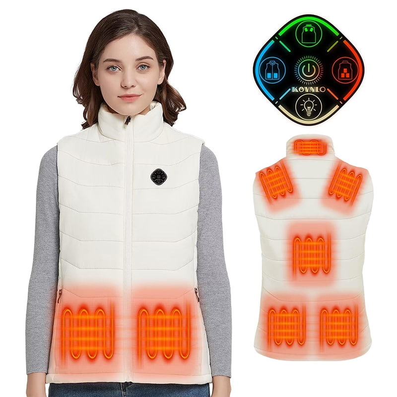 White ACEWARM heated vest with rechargeable heating system