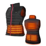 ACEWARM women's heated vest heating effect showing warmth across collar, back and abdomen zones