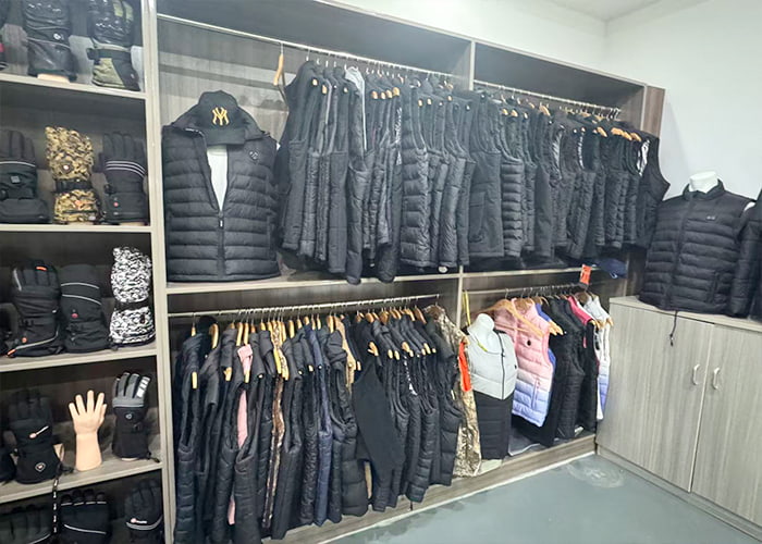 ACEWARM OEM finished heated jackets, vests and gloves showroom