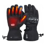 Electric heated motorcycle gloves with heating elements on back of hand and five fingers