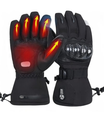 Electric heated motorcycle gloves with heating elements on back of hand and five fingers