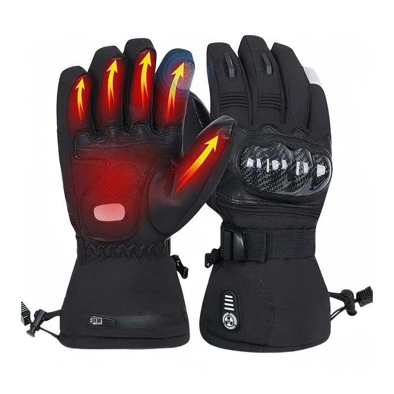 Electric heated motorcycle gloves with heating elements on back of hand and five fingers